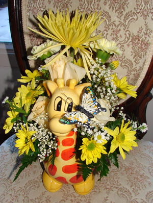 Flowers in Giraffe vase