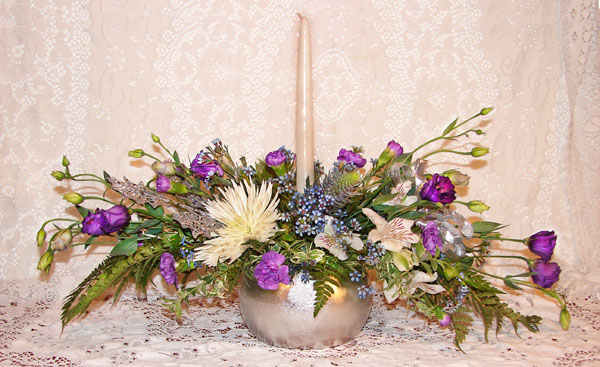 Hanukkah arrangement with candle