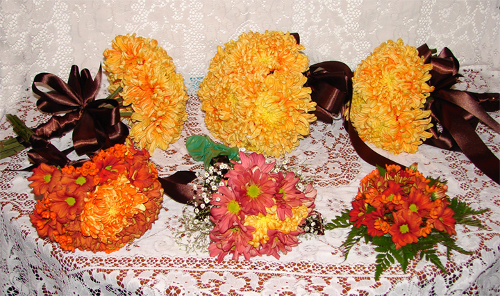 Bridal Set with orange and yellow flowers