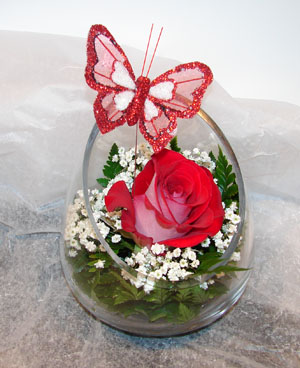 Valentines in a glass vase